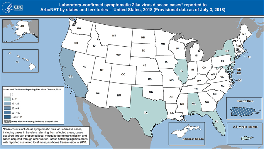 map of zika infection in united states in 2018
